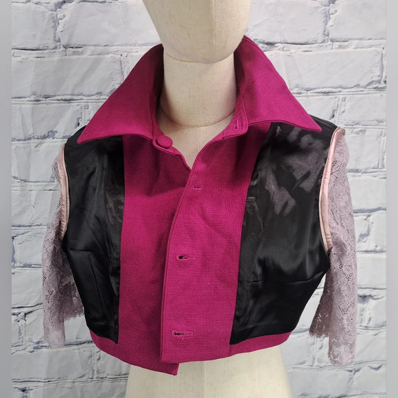 NWT Vivienne Hu New York Women's Jacket Cropped Lace Sleeves Linen Blazer 8 US - Picture 7 of 11